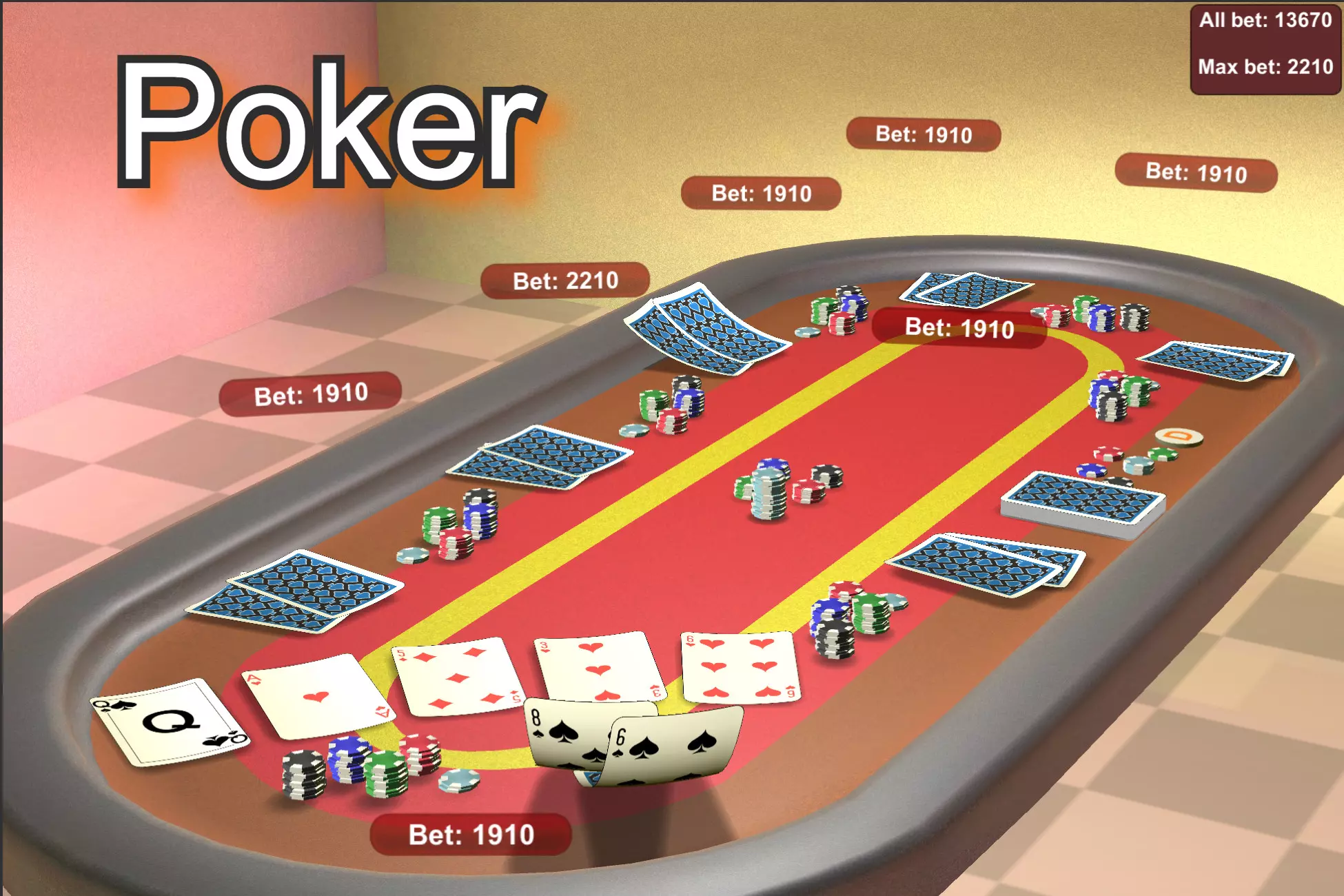 Poker 3D and 2D , Texas hold ’em, Photon PUN, Multiplayer Template Free Download